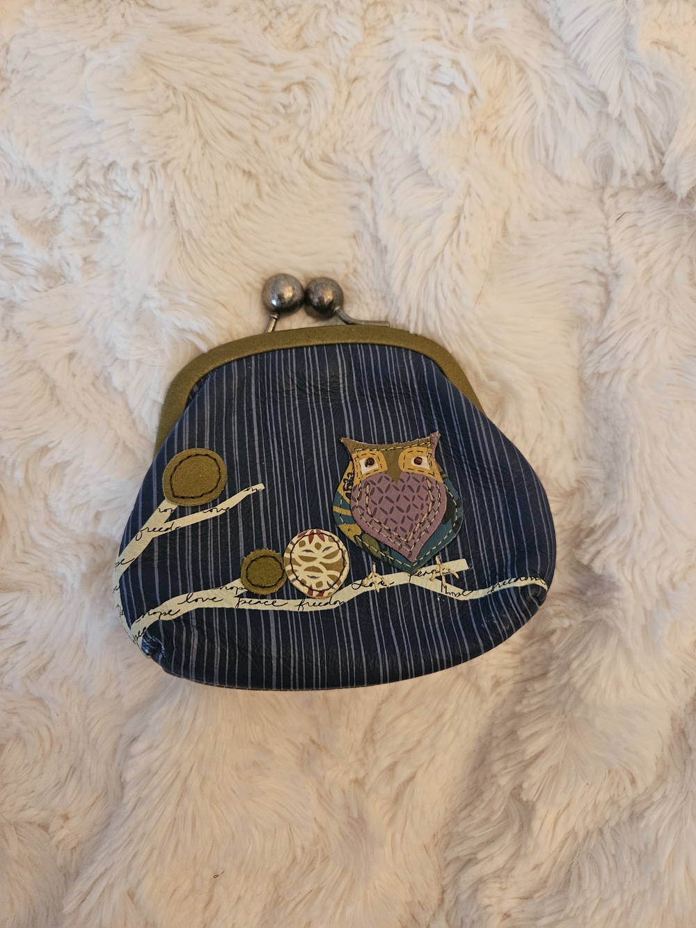 Fossil☆Navy Owl Appliqué Kiss-Lock Coin Purse